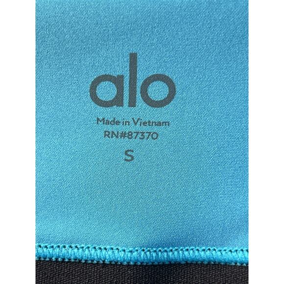 ALO Yoga High Waist Fitness Legging in Blue Splash and Black Logo Band Size S - Picture 8 of 11